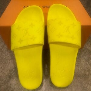 Louis Vuitton Neon Yellow Slides